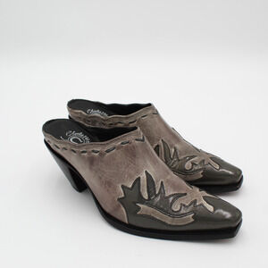 Lucchese Charlie 1 Horse Mule Boot Womens 6 Leather Handcraft Gray Rodeo Western